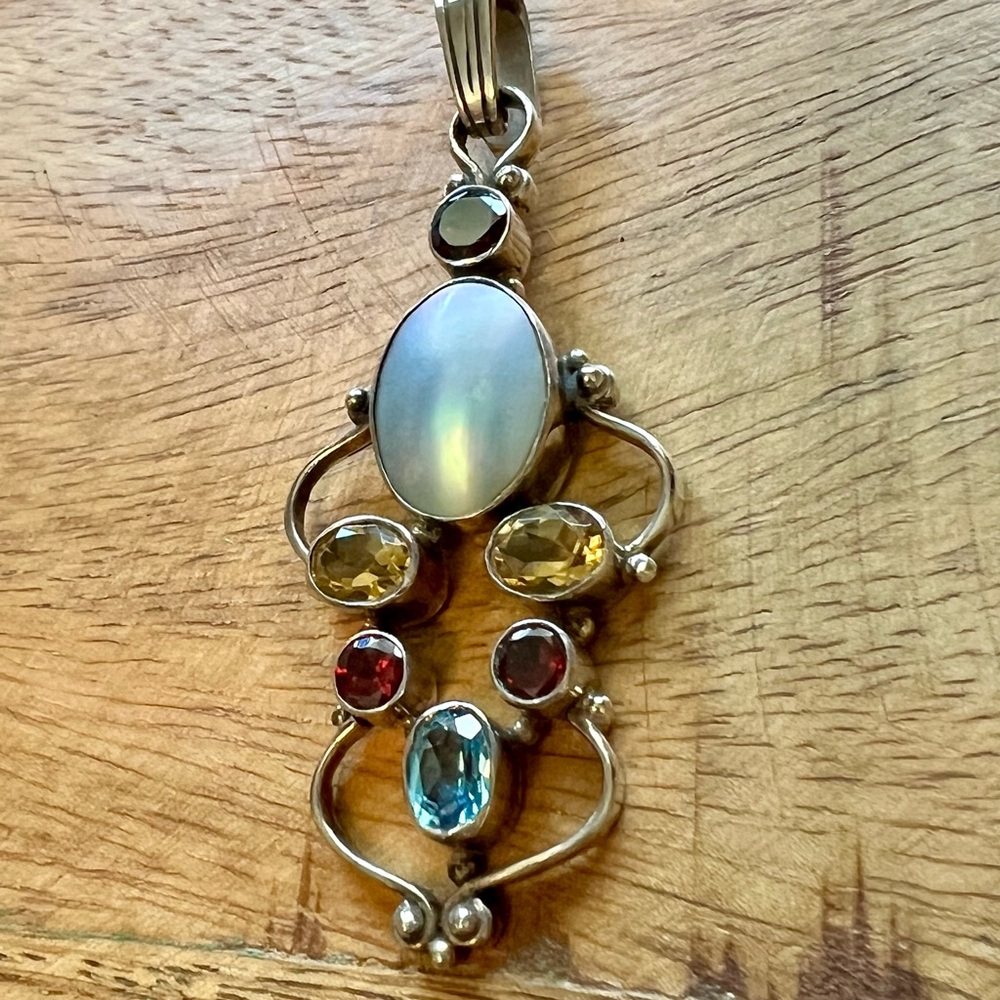 Elegant Multi-Stone Silver Pendant